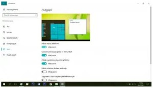 ustawienia menu windows 10